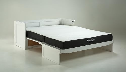 NIGHT & DAY Furniture Murphy Cube Cabinet Bed (White, Queen)