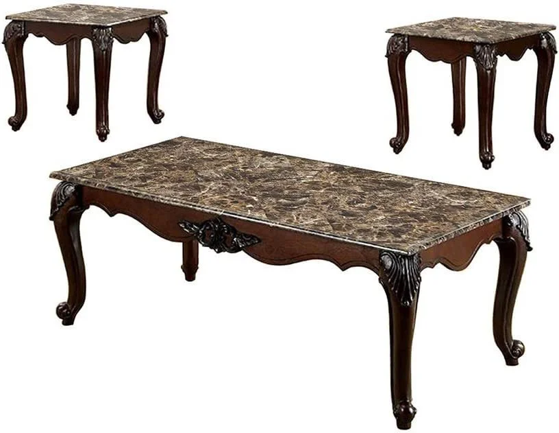 Marble Trio: Formal Traditional 3pc Table Set