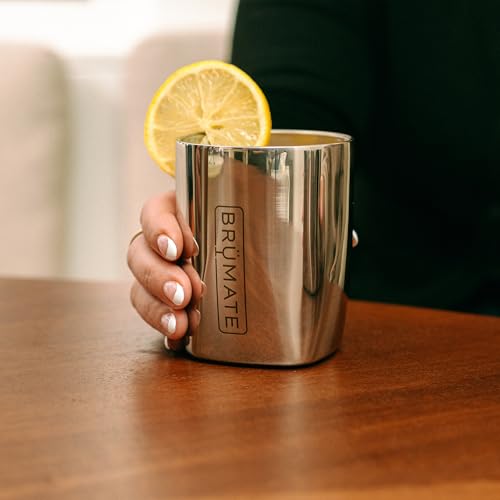 BrüMate Rocks 100% Leak-Proof 12oz Insulated Lowball Cocktail & Whiskey Tumbler - Double Wall Vacuum Stainless Steel - Camping, Travel Tumbler & Cocktail Glass (Matte Black)