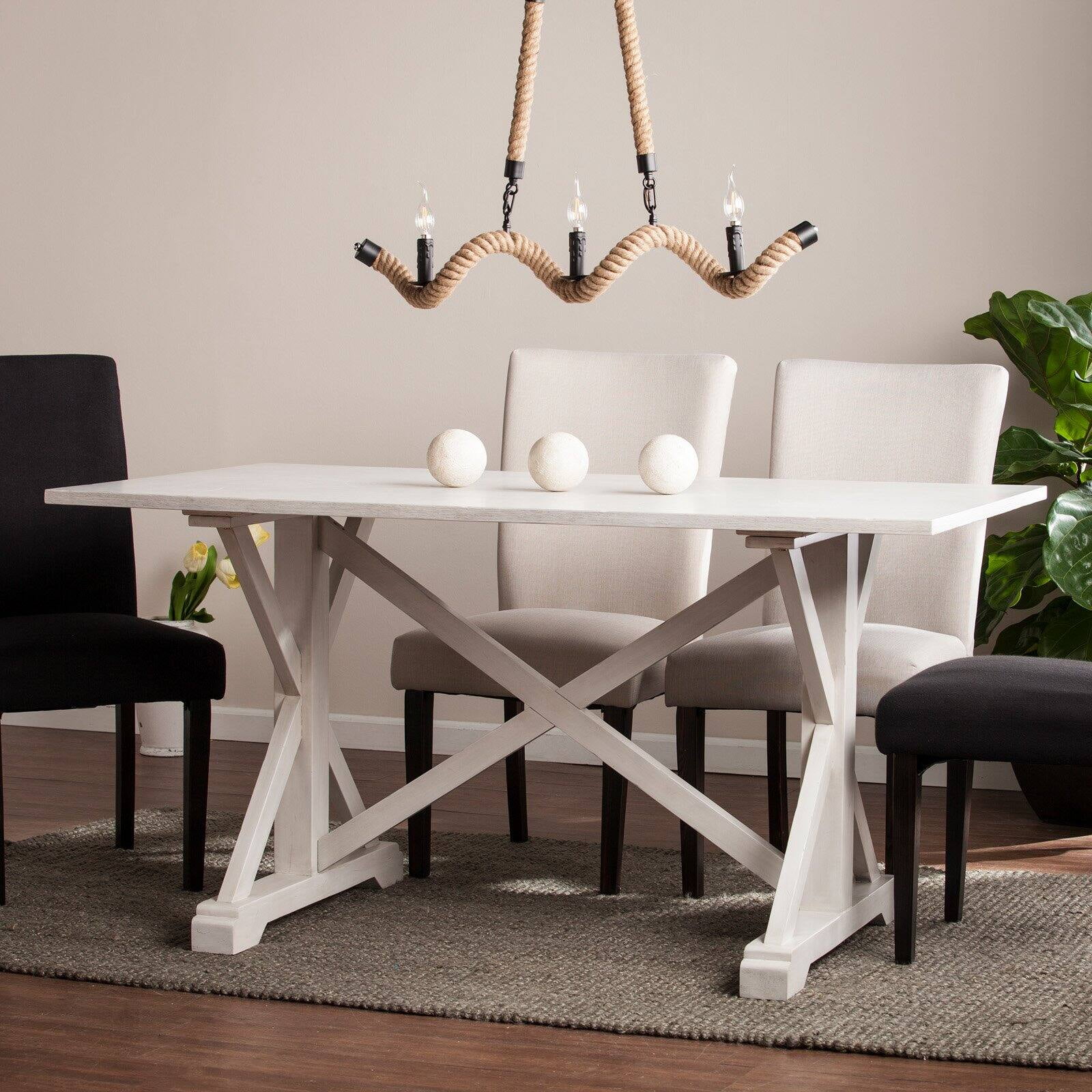 SEI Furniture Cardwell Farmhouse Dining Table in White