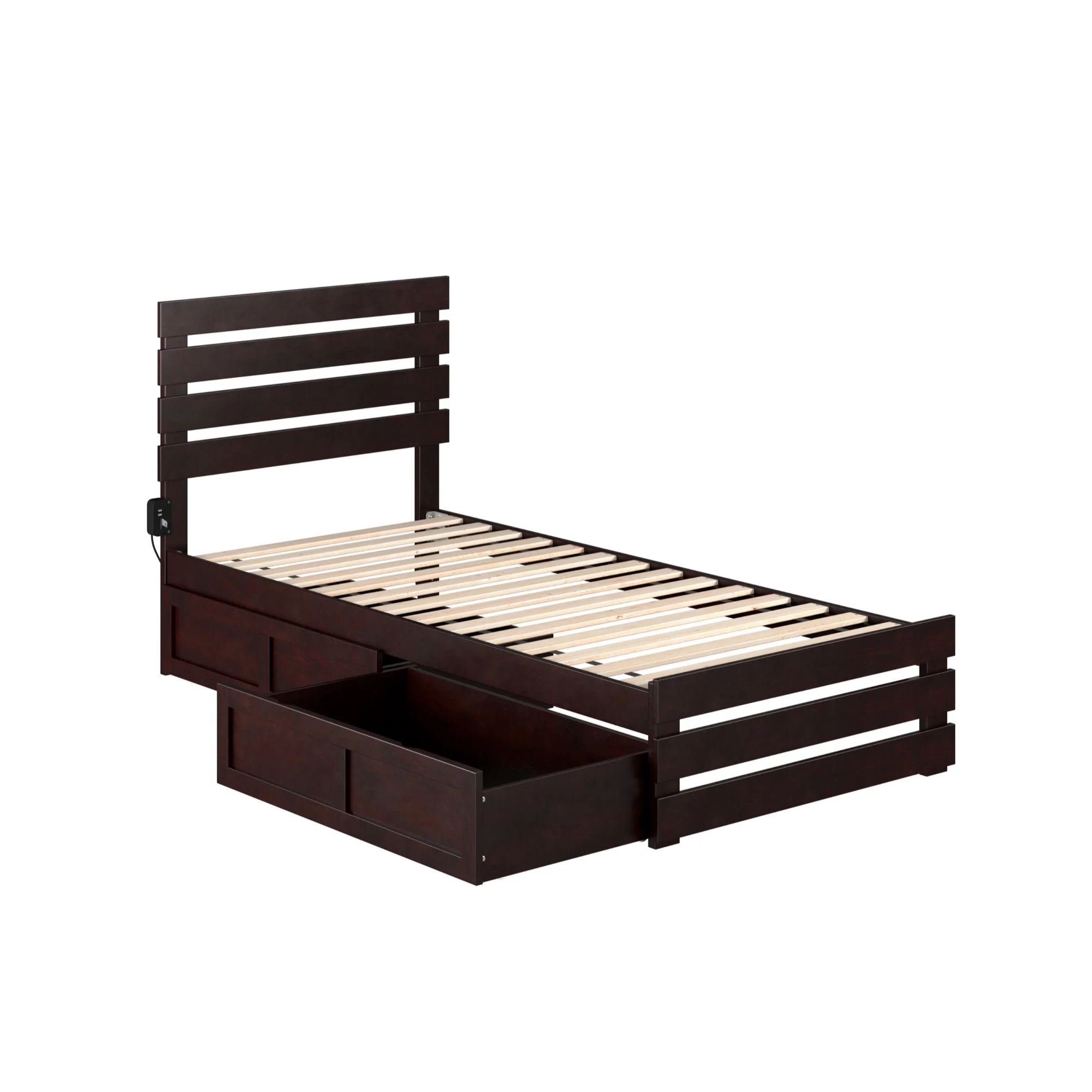 AFI Oxford Solid Wood Twin XL Bed w/ Footboard & Drawers in Espresso