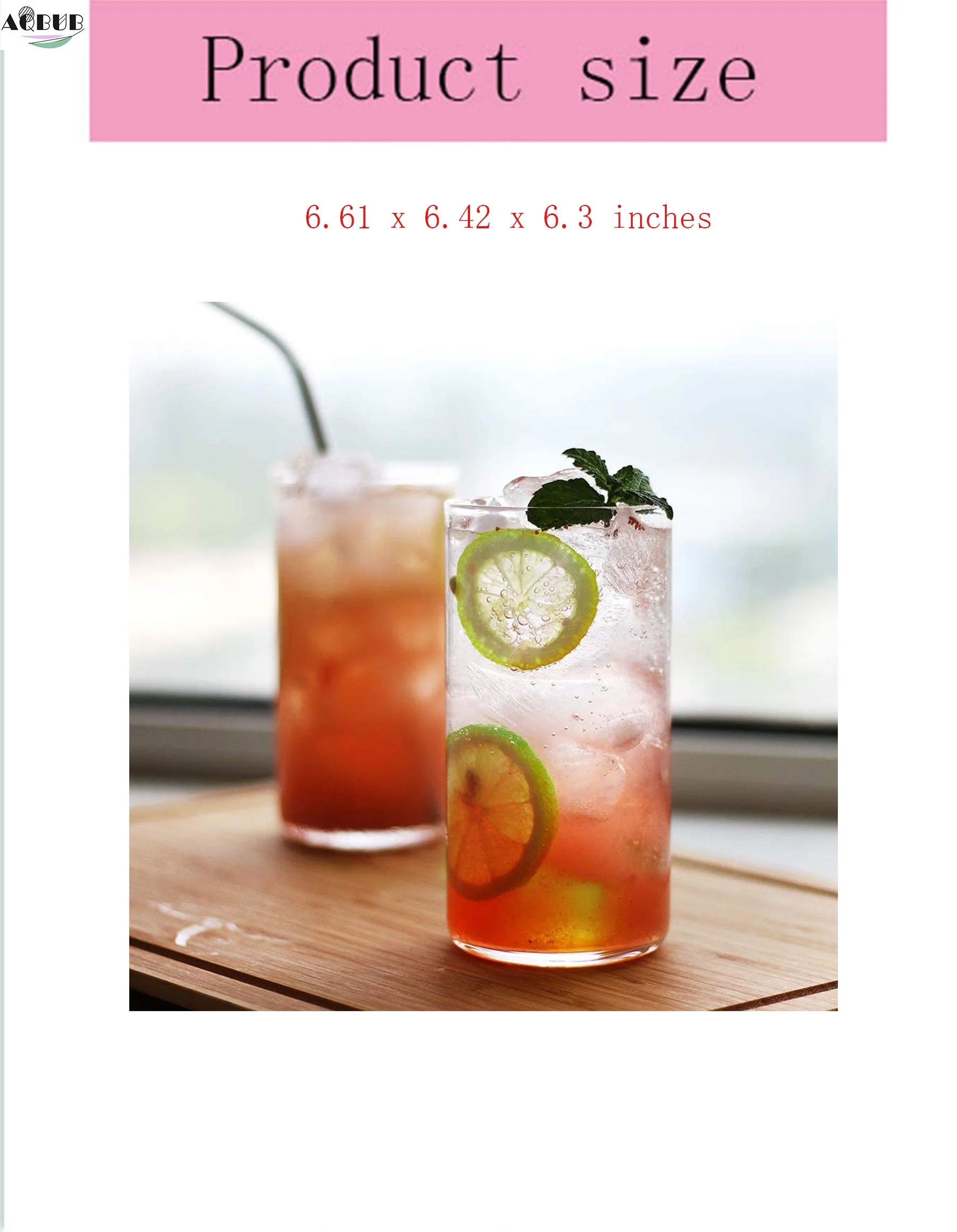 Two drinking glasses in a set of 15 ounces, used for water, juice, beer, drinks, cocktails and mixed drinks, lead-free juice glasses, glass drink glasses