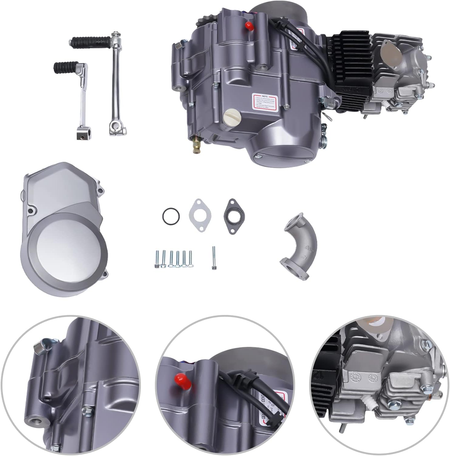 140CC 4 Stroke Engine Motor Single Cylinder Motor Engine Manual Clutch Pit, Kick Starter Engine Motor Replacement Kits for Pit Dirt Bike Honda CRF50/XR50/CT70/Z50/Z50R/CT70