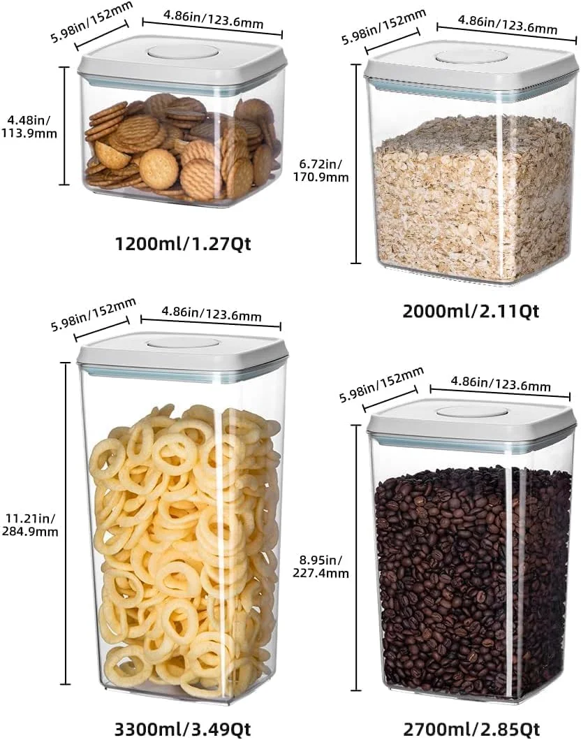 POP container set 12-Piece. Air tight containers for food storage easy open and close. Kitchen storage organizer. button click lids.