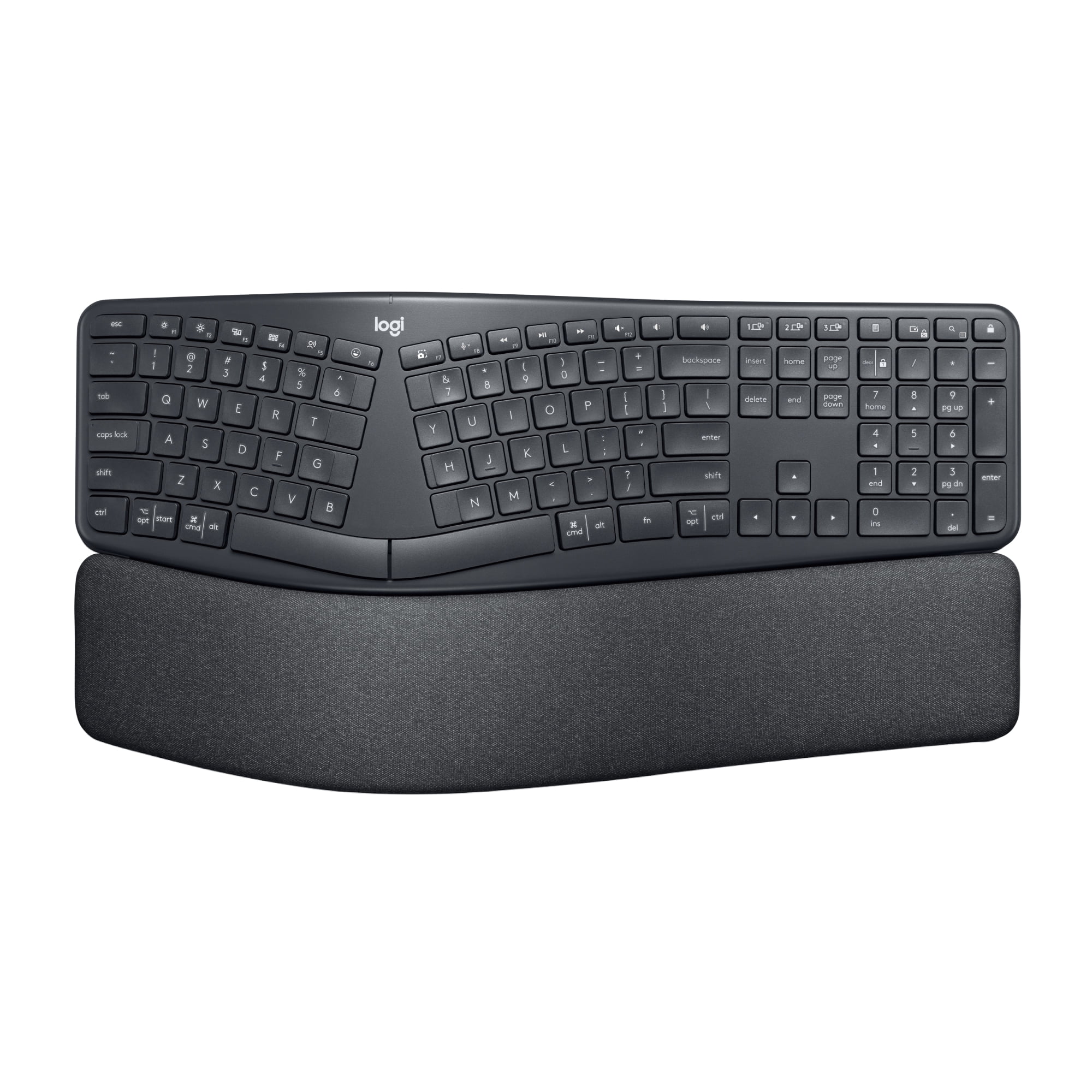 Logitech ERGO Series K860 Wireless Ergonomic Keyboard - Split Keyboard, Wrist Rest, Natural Typing, Stain-Resistant Fabric, Bluetooth and USB Connectivity, Compatible with Windows/Mac - Graphite