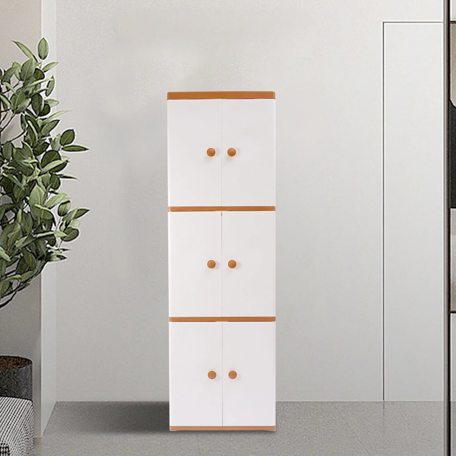 Storage Cabinet Garage 6 Shelf 6 Doors Plastic Utility Pantry Closet Organizer