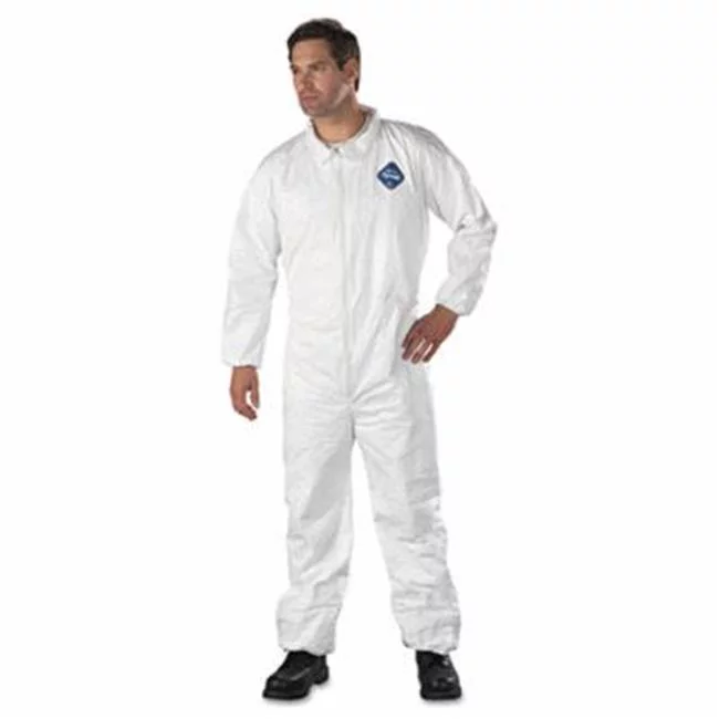 E.i. Dupont De Nemours  Hd Polyethylene Tyvek Elastic Cuff Coveralls, White&Large-25 per Case