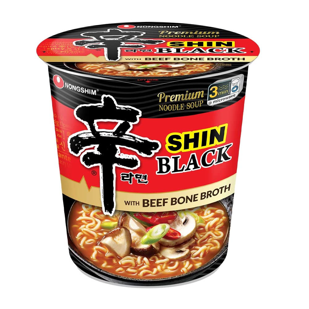 OHMARKET Nongshim Cup Instant Noodle Soup 6 Flavors Package Shin Ramen, Shin Black, Neoguri, Tempura Udon, Soon Veggie, Soon Kimchi