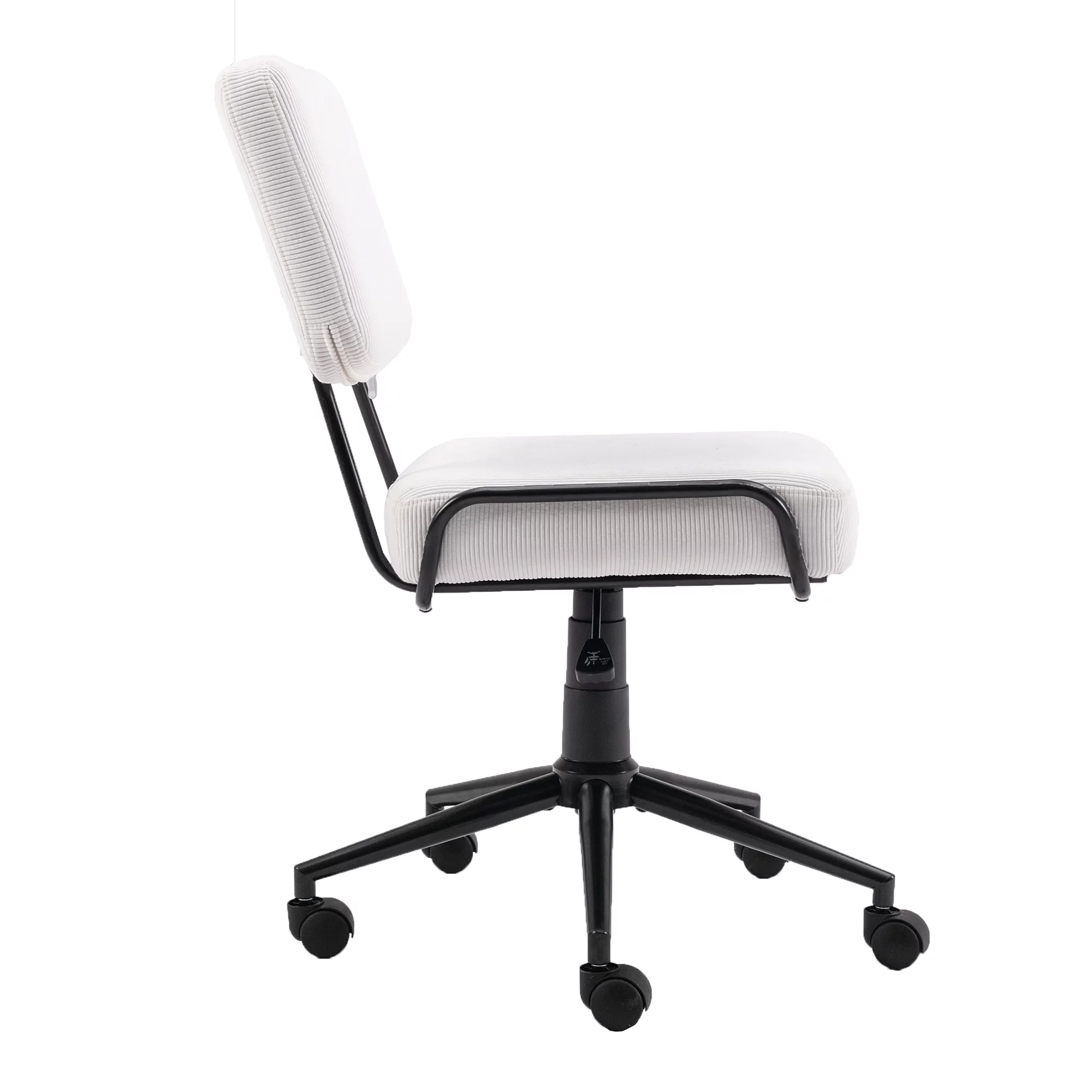 Royard Oaktree Corduroy Upholstered Home Office Chair,Swivel Desk Chair Adjustable Task Chair with Wheels for Small Space, Living Room,Office(White)