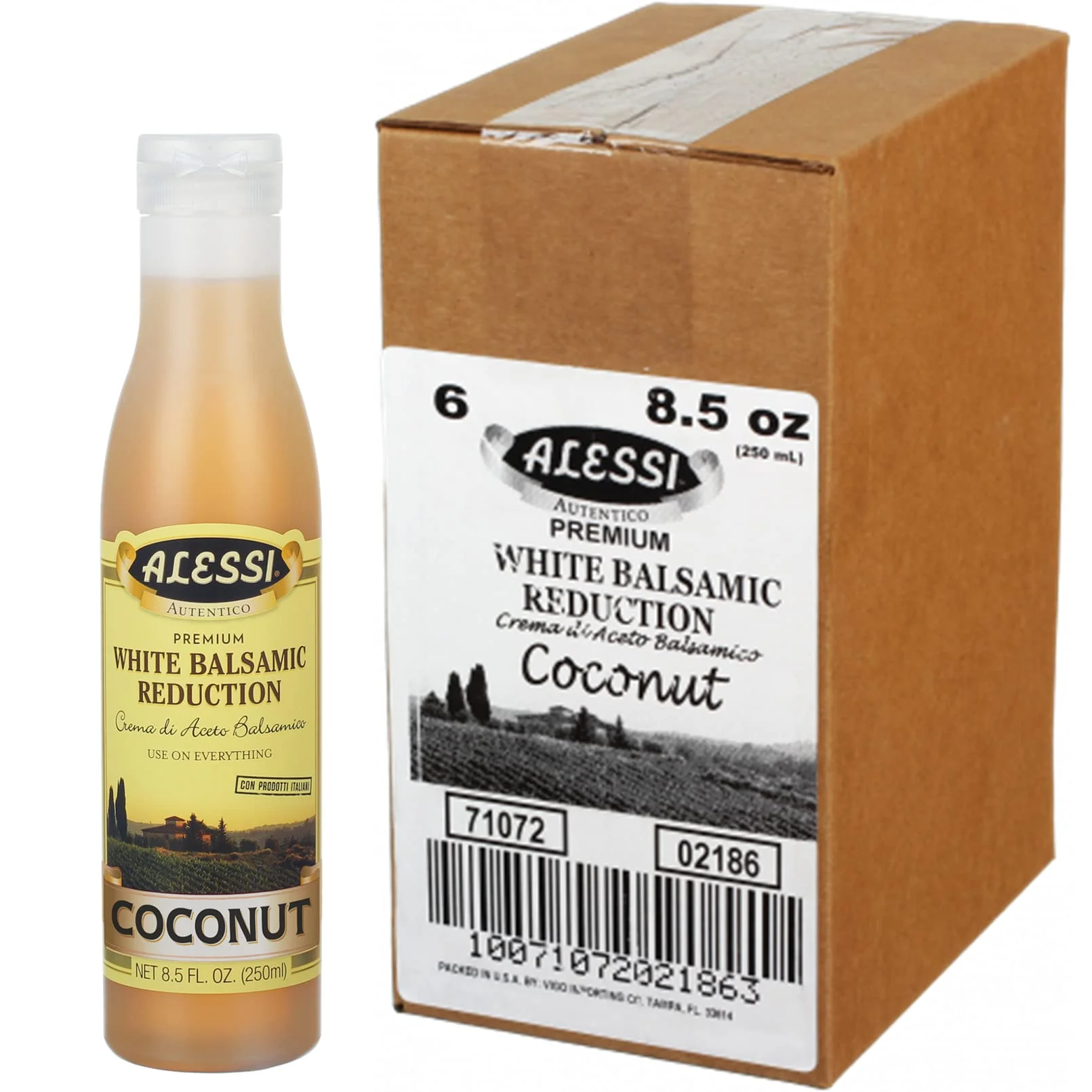 Alessi Balsamic Vinegar Reduction, Autentico From Italy, Ideal On Caprese Salad, Fruits, Cheeses, Meats, Marinades, Coconut (Coconut Balsamic, 8.5 Fl Oz (Pack Of 6))