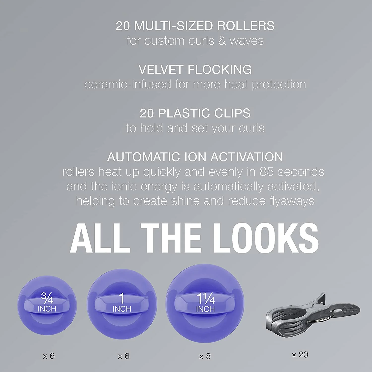 INFINITIPRO BY CONAIR Ceramic Flocked Hot Roller Set with Cord Reel and 20 Hair Rollers HS41X