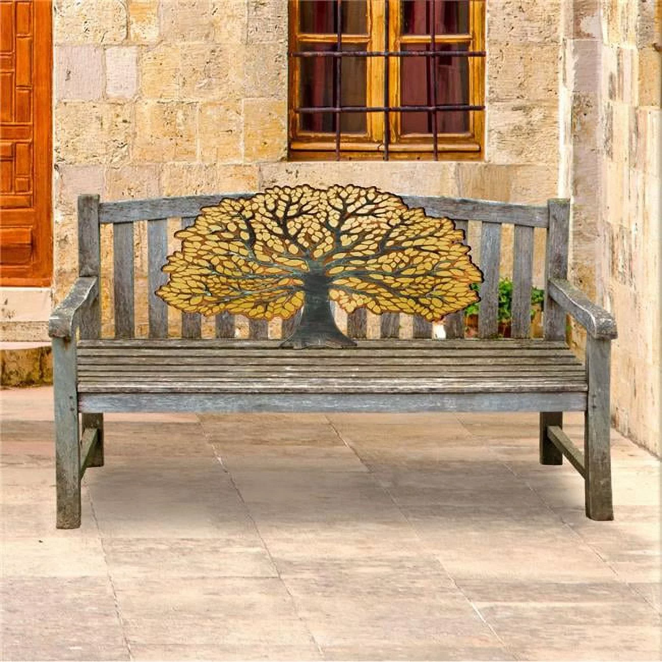 Designocracy G99461 15 x 36 in. Life Tree Loveseat Rustic Bench Wooden Wall Decor