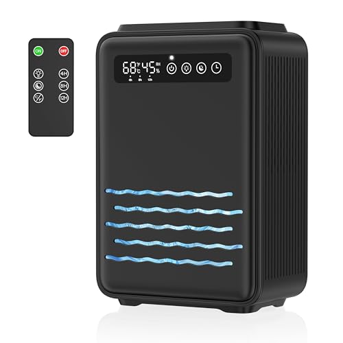 Updated Dehumidifier (Remote control) for Bedroom, 95 OZ Water Tank, 800 sq.ft Quiet Small Dehumidifiers for Basement Home Bathroom with Auto Shut Off, 7 Colors LED Light, Black