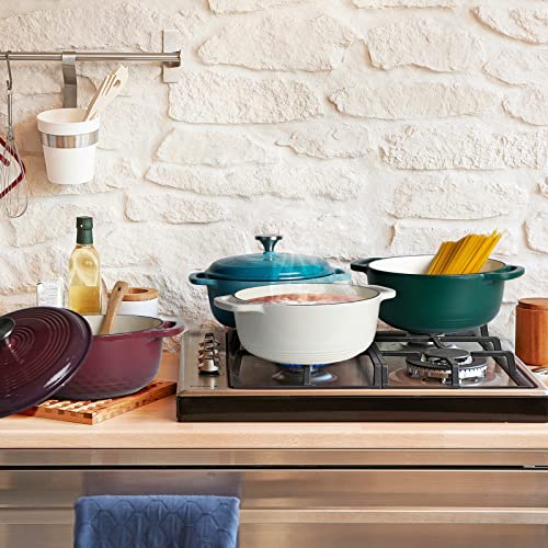 NUTRIUPS Enameled Cast Iron Dutch Oven Pot with Lid Heavy Duty Casserole Dish 3-Quart (Red)