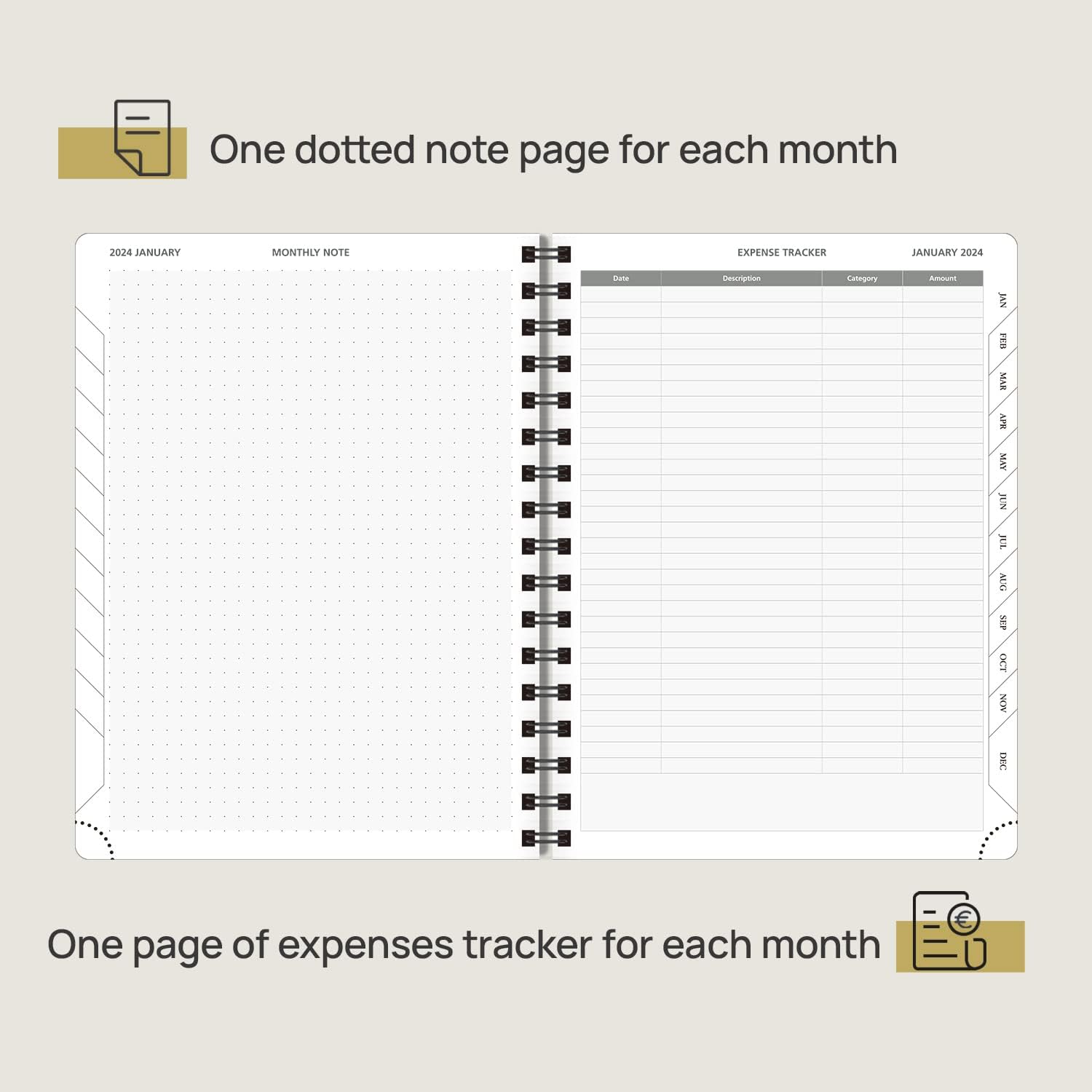 POPRUN Monthly Planner 2024-2025 Spiral Bound (6.5'' x 8.5'') 18 Months Calendar (Jan 2024 - Jun 2025) - 4 Pages per Month with Monthly Expense & Notes, Vegan Leather Cover - Brown