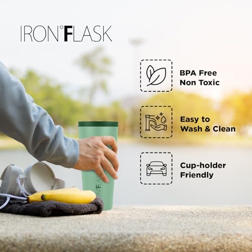 IRON °FLASK Classic Tumbler - Vacuum Insulated Stainless Steel Water Bottle, Double Walled, Drinking Cup, Insulated Travel Mug (Cotton Candy, 24 oz Solid Lid)