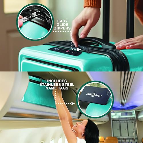 22 Inch Carry On Luggage 22x14x9 Airline Approved, Carry On Suitcase with Wheels, Hard-shell Carry-on Luggage, Durable Luggage Carry-On, Black Small Suitcase with Cosmetic Case