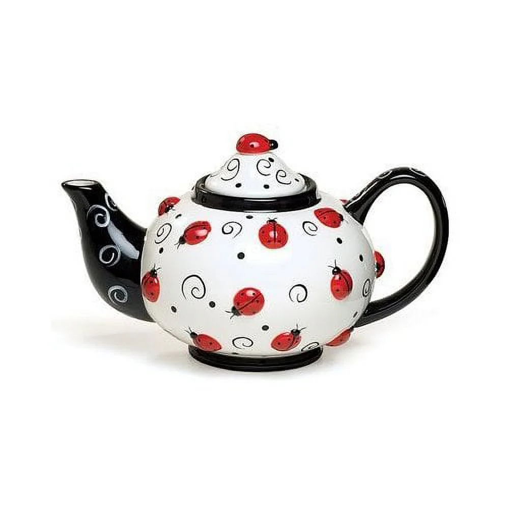 Burton & Burton Ladybug With Swirls Teapot For Kitchen Decor And Teas (604877)