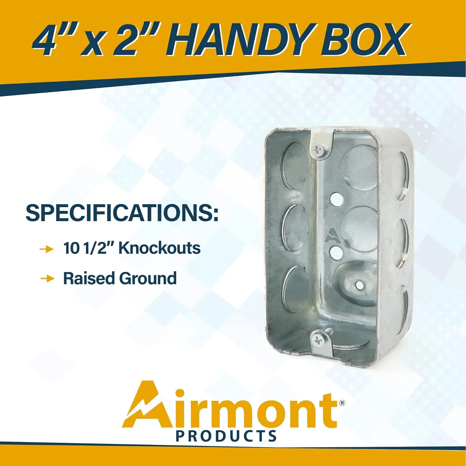 Of 12) 4X2 Inch Utility Size Single Gang Electrical Box, Handy Box, Ten 1/2 Inch Knockouts, Raised Ground, 13 Cu. In. Capacity, 1-7/8