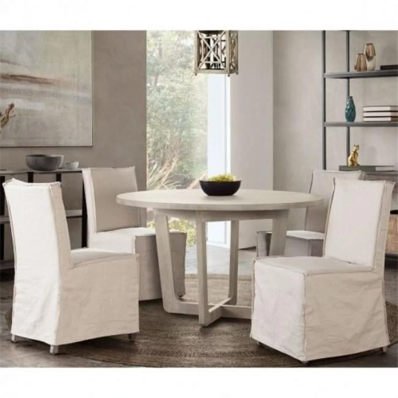 Solano 51 Round Solid Mango Wood Dining Table in Light Natural Grey Wash Finish by Diamond Sofa