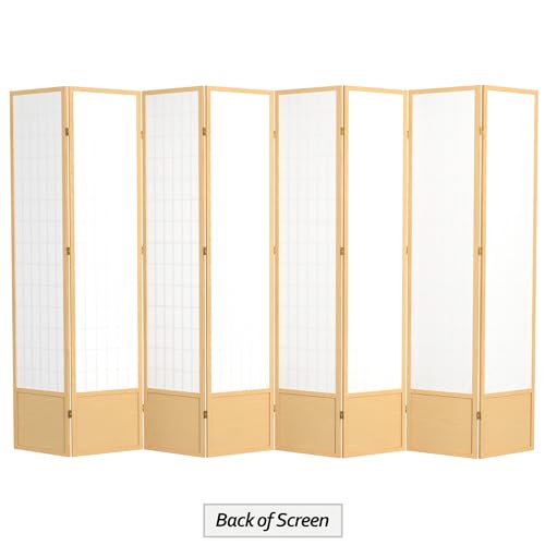 Red Lantern 7 ft. Tall Window Pane Shoji Screen-White-3 Panels Room Divider