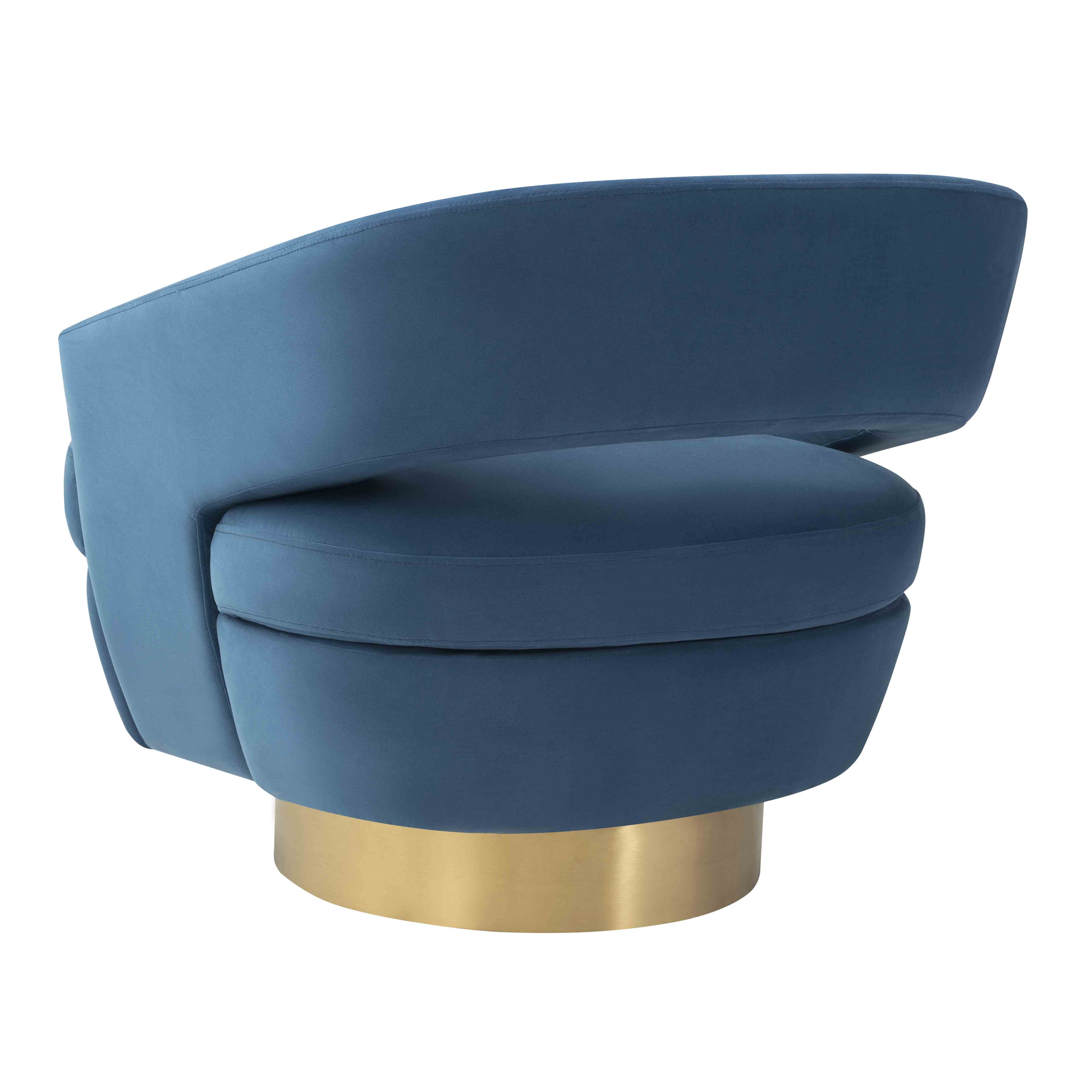 MEXIYA Galileo Modern Peacock Textured Velvet Upholstered Swivel Accent Chair with Brushed Gold Base…