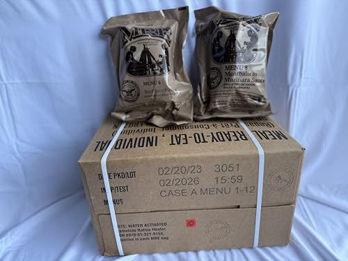 Genuine US Military MRE (Meals Ready to Eat) Factory Sealed Case A (Menu 1-12) Fresh dates Inspection 12/2026