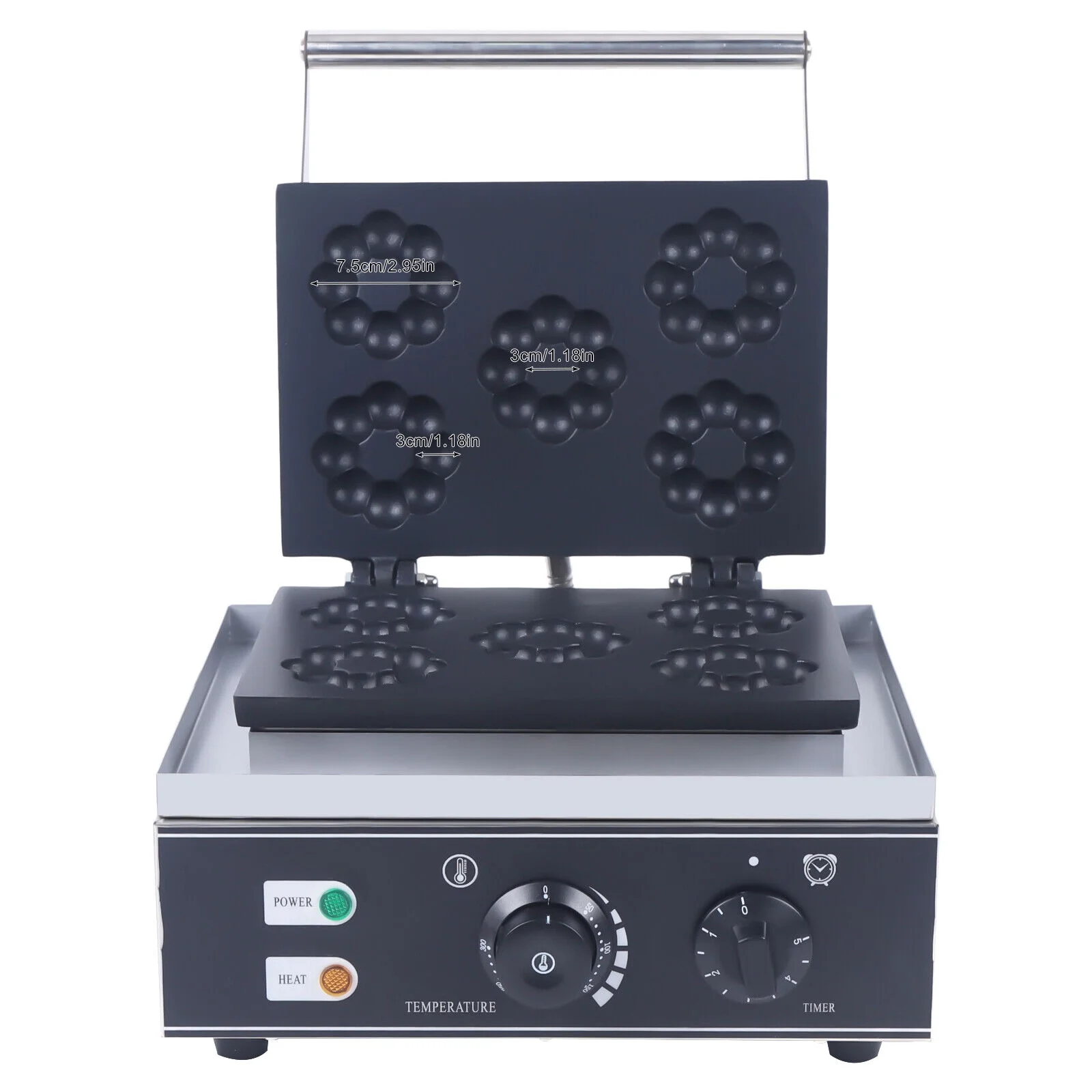 Mkyiongou Commercial Electric Mini Donut Making Machine Nonstick Waffle Baker Maker 1500W