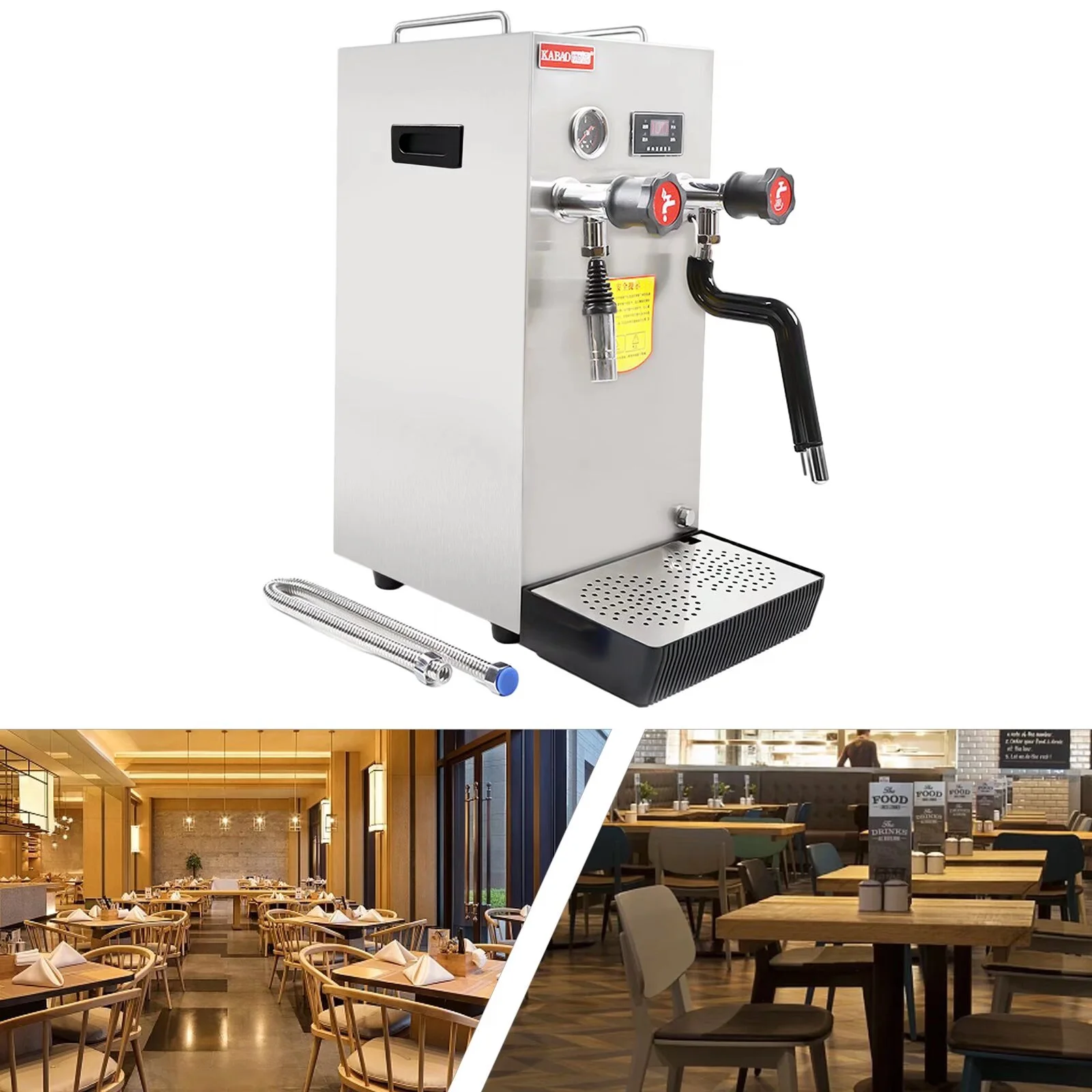 OUKANING Professional Espresso Coffee Milk Foam Machine 8L Steam Water Boiling Machines