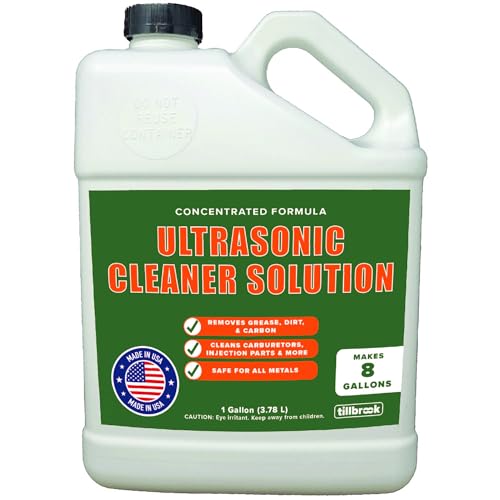 Ultrasonic Cleaner Solution - Makes 8 Gallons Concentrated Ultrasonic Carburetor Cleaner - 128 oz Cleaning Solution for Automotive Parts - Safe for All Metals - Removes Grease & Dirt