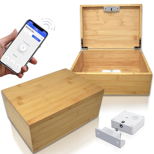 Habit Control App Controlled Timed Lock Box | Wooden Lock Box with Timer | Locked Snack Box with Electronic Timer Lock | Time Locking Container Safe for Medicine, Video Games