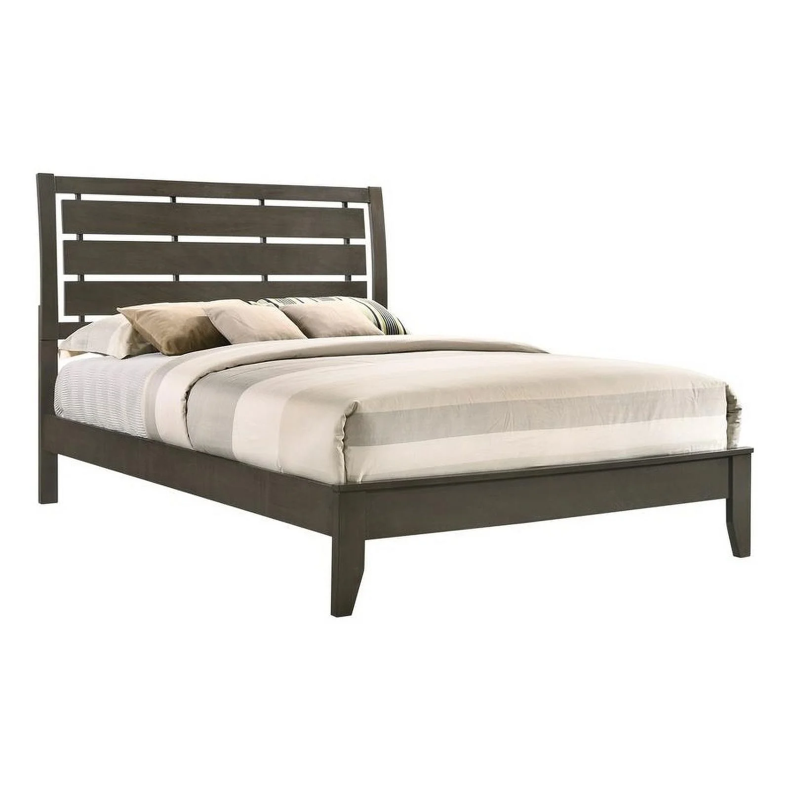 Pemberly Row Transitional Wood Eastern King Panel Bed in Mod Gray
