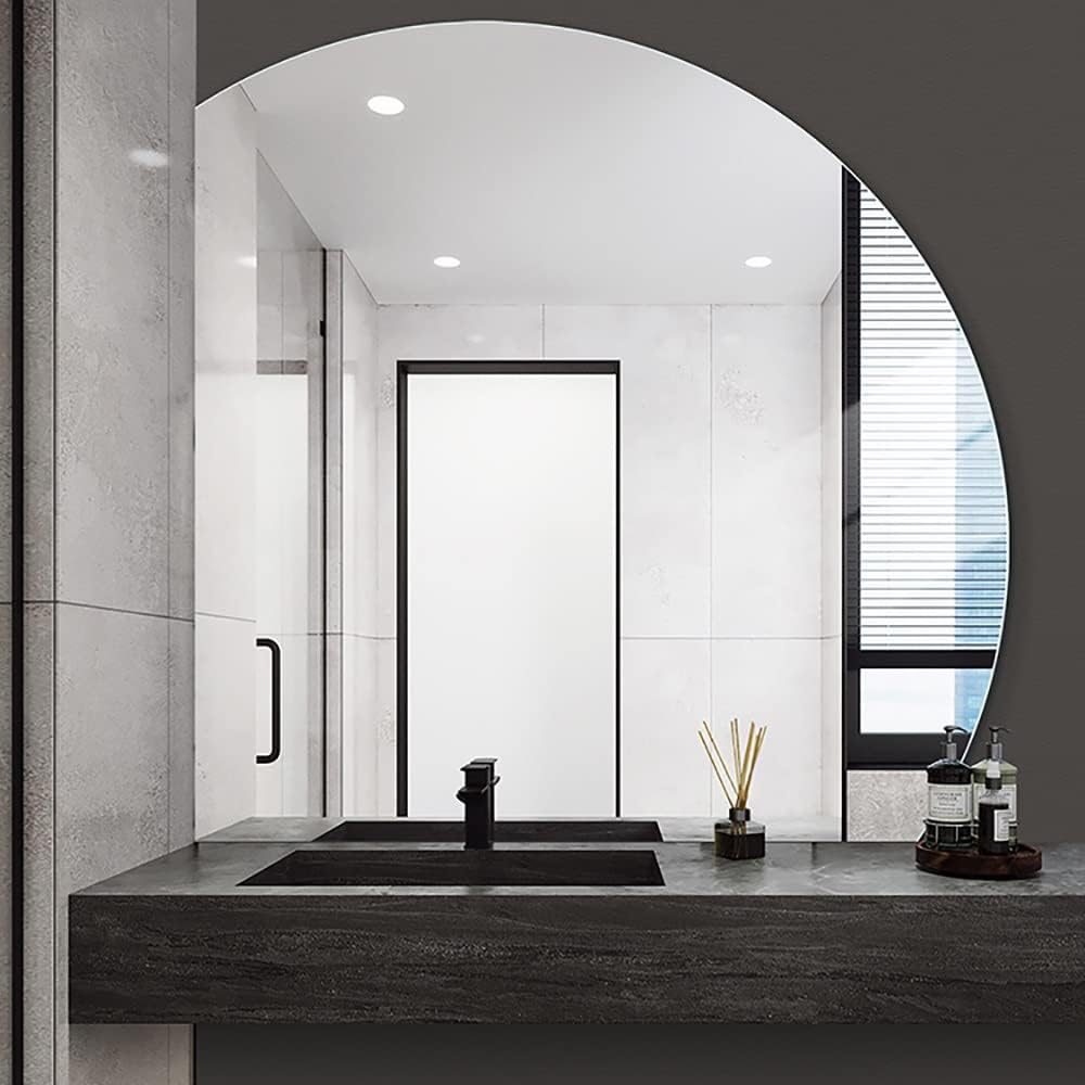 Bathroom Mirror Large Bathroom Mirror Half Circle Wall Mirror ? 100CM Fashion Vanity Mirror HD Entryways Decorative Mirror Explosion Proof Makeup Mirror,The Mirror