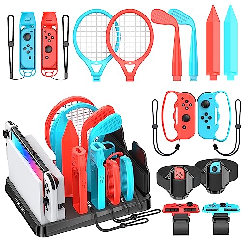 Tokluck Wii U Interactive Gaming Figures Switch Sports Accessories Bundle with Organizer Station Compatible with Nintendo Switch/OLED Console & Joy-con, Storage and Organizer for Switch Sports Game