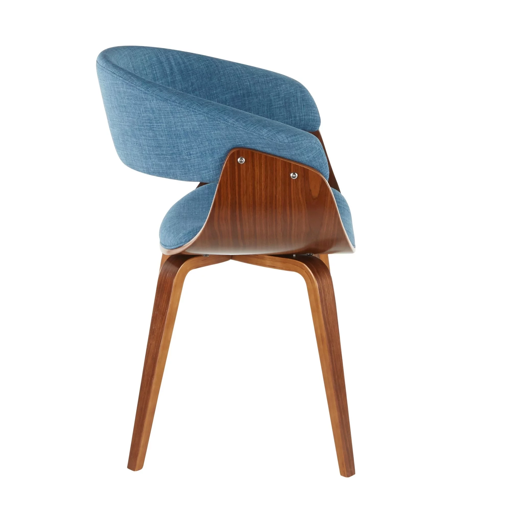 LumiSource Vintage Mod Chair, Walnut/Blue