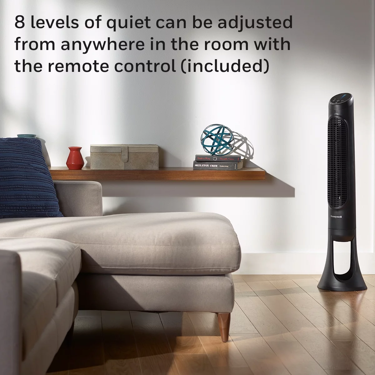 Honeywell Quiet Set Oscillating Electric Tower Stand Fan, Black, New, W 15.75