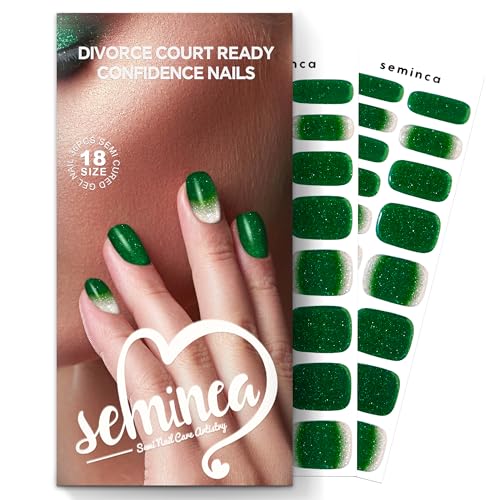 Semi Cured Gel Nail Strips-Easy Apply Christmas Gel Nail Stickers Holiday Semi Cured Manicure Strips with Sparkling Xmas Designs (Classic Yule)