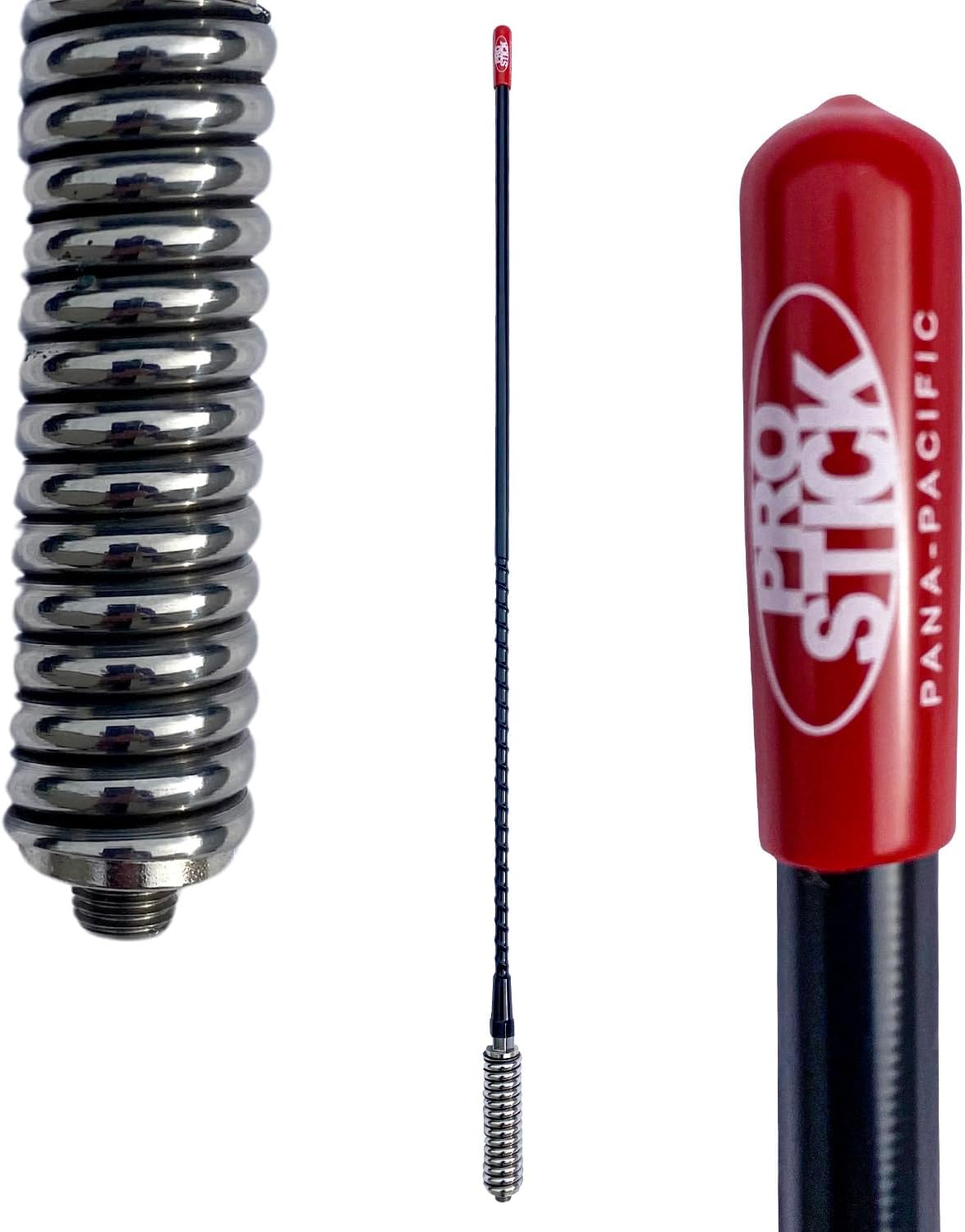 4 Foot Fiberglass 1000 Watt Black CB Radio Antenna with Heavy Duty Stainless Steel Spring.
