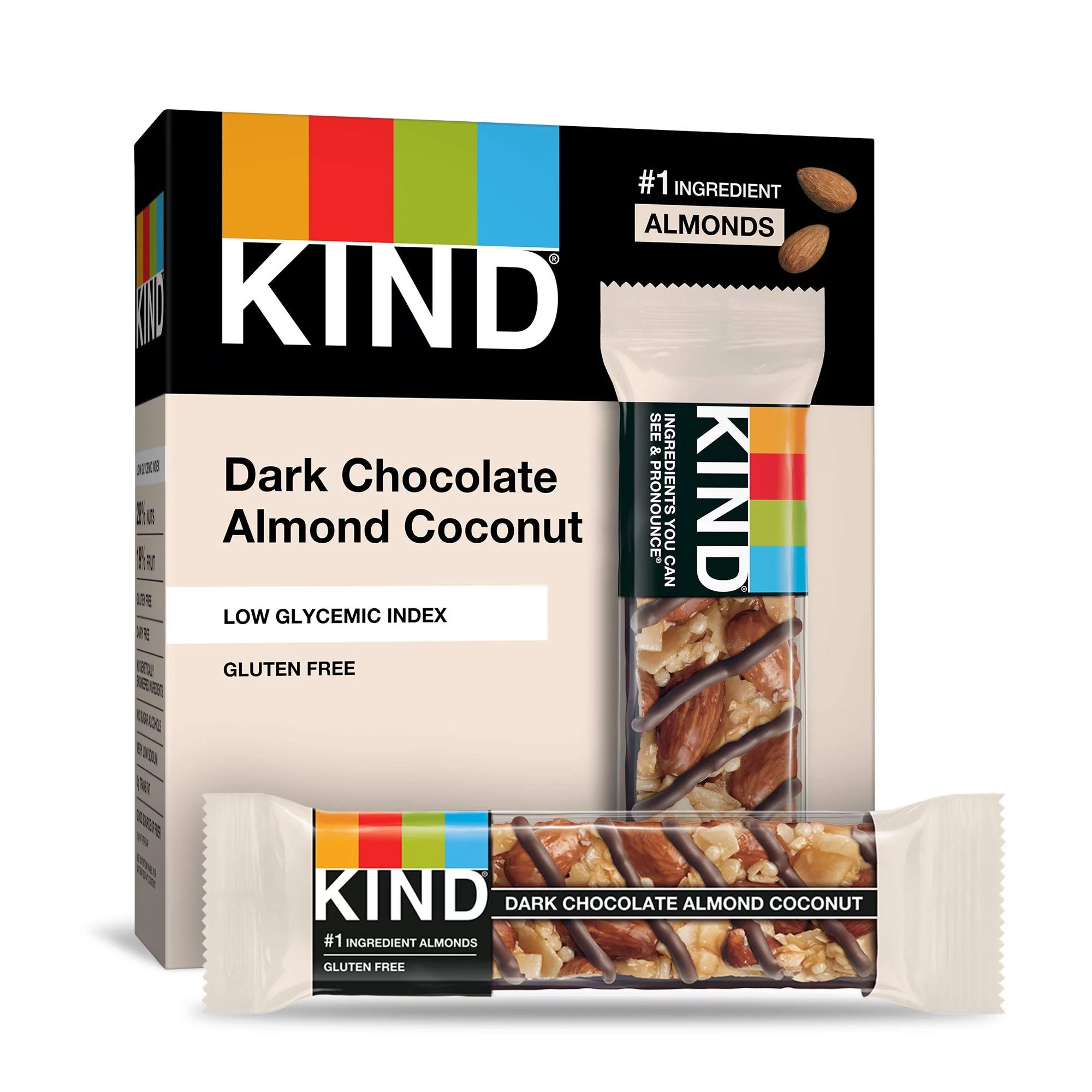 Kind Nut Bars, Dark Chocolate Almond Coconut, 1.4 Ounce, 60 Count, Gluten Free, Low Glycemic Index, 3G Protein