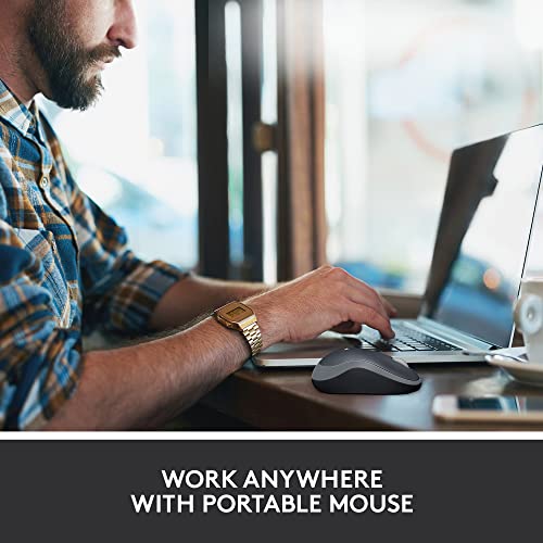 Logitech M185 Wireless Mouse, 2.4GHz with USB Mini Receiver, 12-Month Battery Life, 1000 DPI Optical Tracking, Ambidextrous PC/Mac/Laptop - Swift Grey