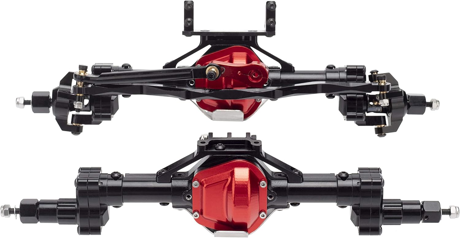 DKKY Metal Front and Rear Portal Axle Set for 1/10 RC Rock Crawler Car SCX10 i SCX10 ii Upgrade (Black)