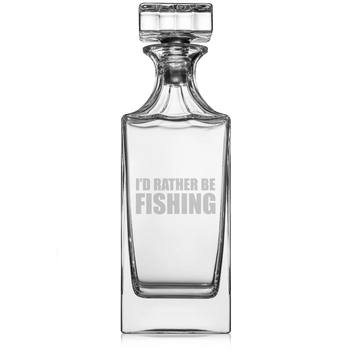 30 oz Glass Whiskey Decanter with Glass Stopper Gift I'd Rather Be Fishing