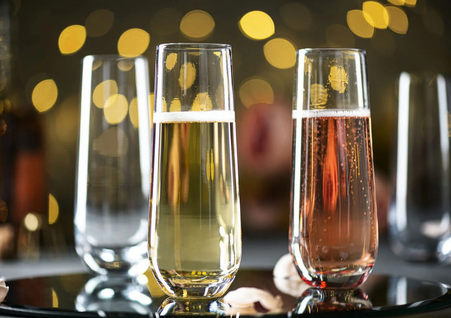 Kook 9.4 Oz Stemless Champagne Flutes Bar Glasses Set of 4