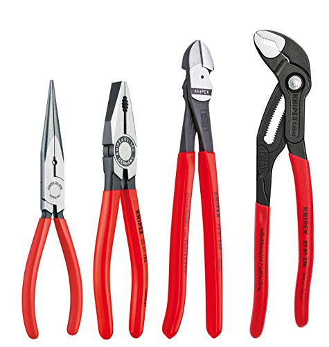 KNIPEX Tools - 2 Piece Extra Long Needle Nose Pliers Set With Keeper Pouch & Tools 9K 00 80 94 US Cobra Combination Cutter and Needle Nose Pliers 4-Piece Set