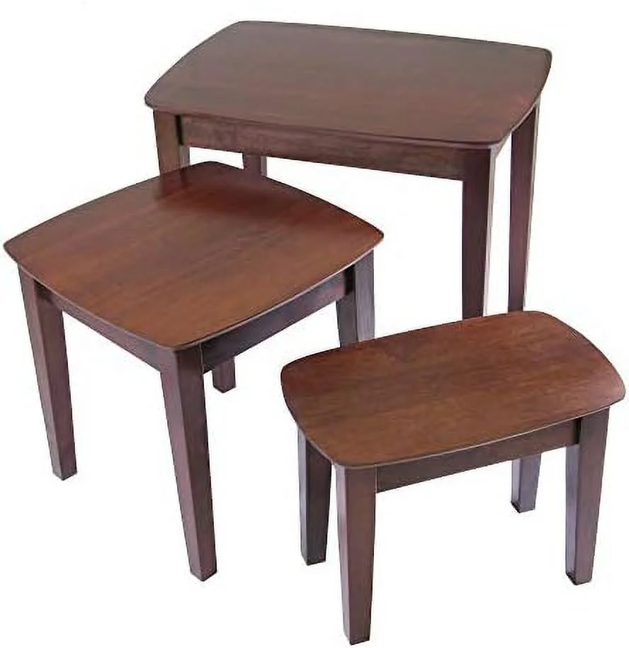 Set Of 3 Bradley Antique Walnut Solid Wood Nesting Table Set 26.75”