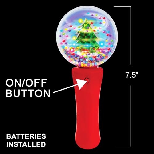 ArtCreativity Christmas Tree Light Up Spinner Wand for Kids - 7.5 Inch Light Up Spinner Wand - LED Holiday Spinning Toy with Batteries Included - Christmas Sensory Toys for Kids with Autism