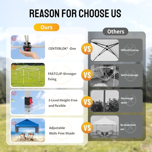 CROWN SHADES 10x10 Pop up Canopy Tent Instant Canopy with 150D Silver Coated Fabric Including 2 Half Sidewalls, 4 Ropes, 8 Stakes, 4 Weight Bags, STO 'N Go Bag, Grid Grey