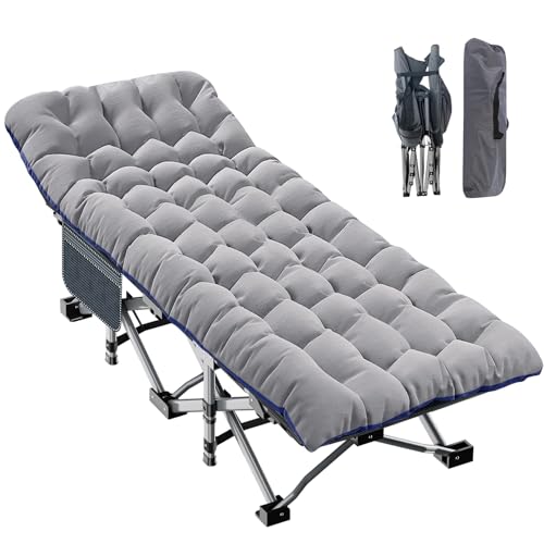 ABORON Oversized Folding Camping Cot for Adults, Double Layer 1200D, 500lb Capacity, Heavy Duty Guest Cot with Mat & Carrying Bag for Indoor & Outdoor Use