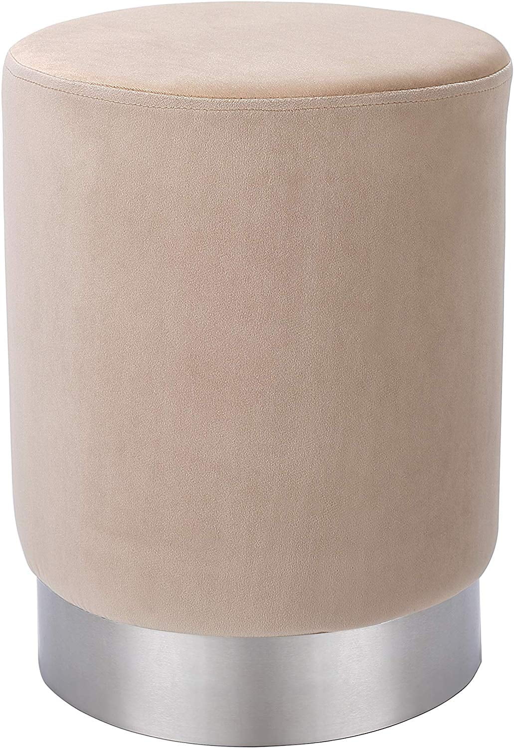 BirdRock Home Round Velvet Ottoman Foot Stool - Taupe