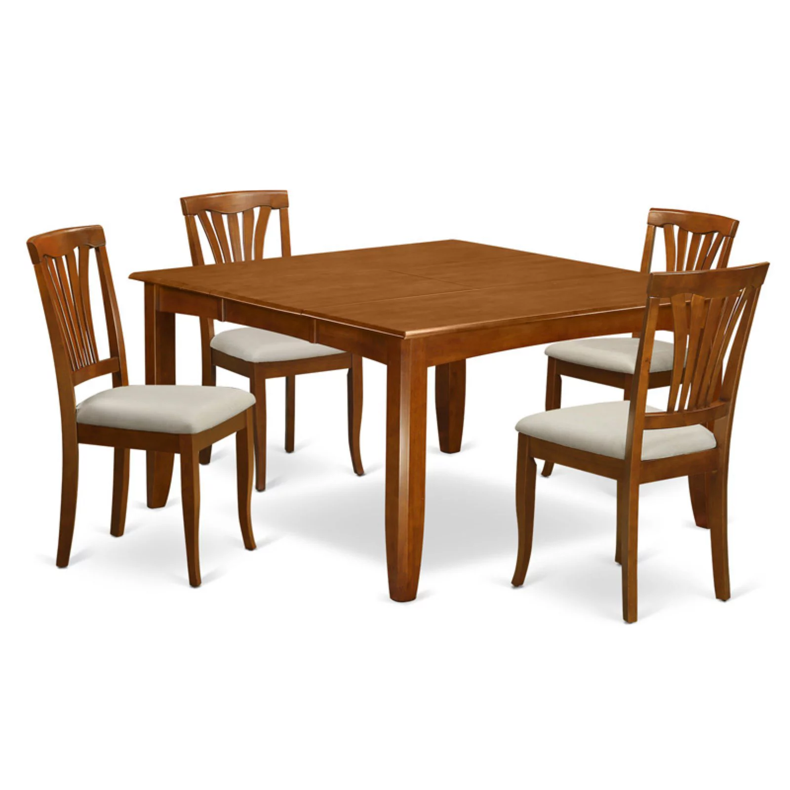 East West Furniture  5 Piece Dining Room Table Set- A Square Kitchen Table and 4 Dining Chairs, Black & Cherry(Seat Options) Wood Seat PFAV5-BCH-W